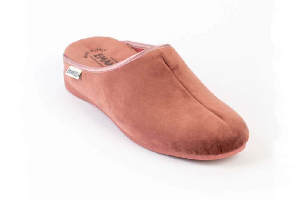 Art. 1563 - Ciabatta donna in velluto color rosa antico | Calzaturificio Emanuela