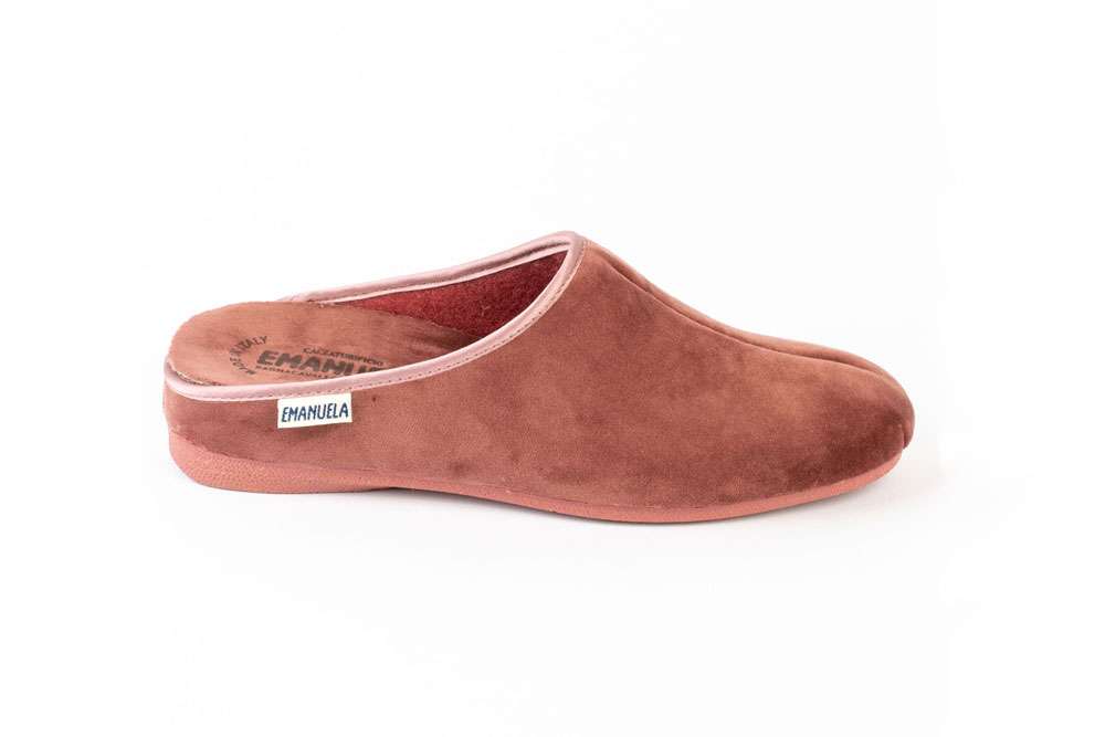 Art. 1563 - Ciabatta donna in velluto color rosa antico | Calzaturificio Emanuela
