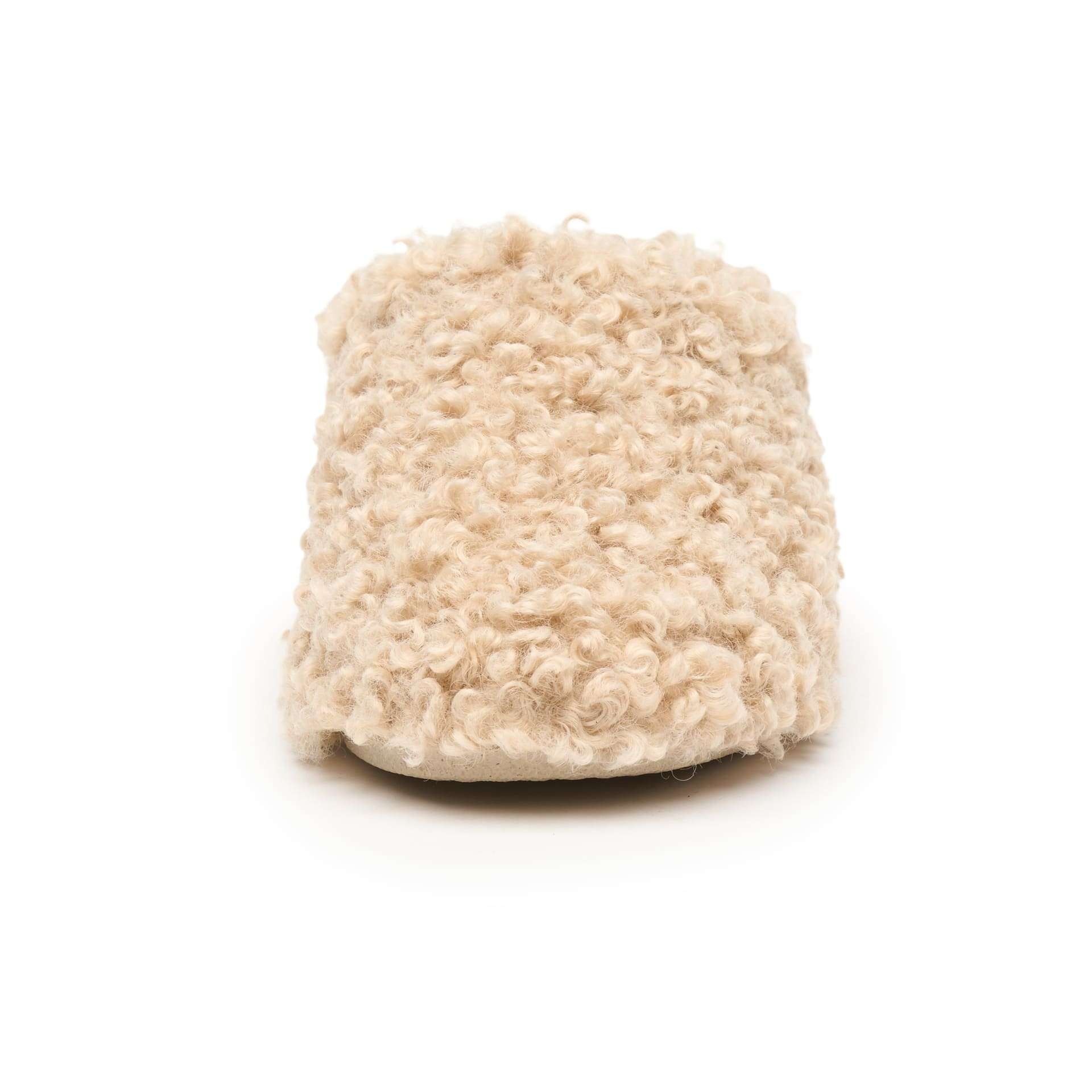 Art. 1530A Ciabatta invernale da donna colore beige in eco-pelliccia Calzaturificio Emanuela, prodotto artigianale made in Italy